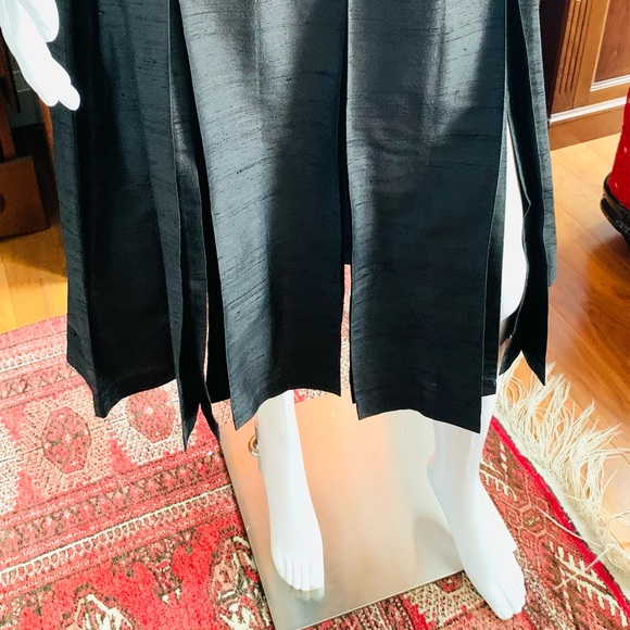 Shiny Black silk Pleated Long Dress With Slits & jacket 2 pc suit EUR 44 US 12 - Picture 9 of 16